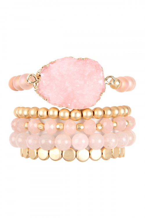Pink Quartz Beaded Bracelet